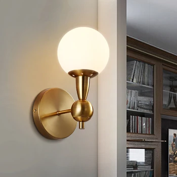 

Post-modern Led Indoor Wall Lamps Glass Lampshade Led Wall Light Bedroom Hallway Creative Lamp Wall Living Room Restaurant Iron