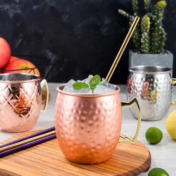 

New Moscow Mule Mug Beer Coffee Mug Black Rose Mugs Kitchen 530ml Whisky Cup Hammered Copper Plated Bar Drinkware 19 Ounces