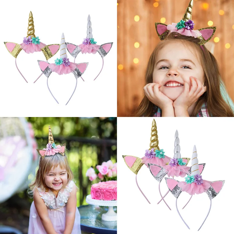Birthday Girl Unicorn Headband with Sash Cake Topper Baby Shower Party Decorations Supplies | Дом и сад