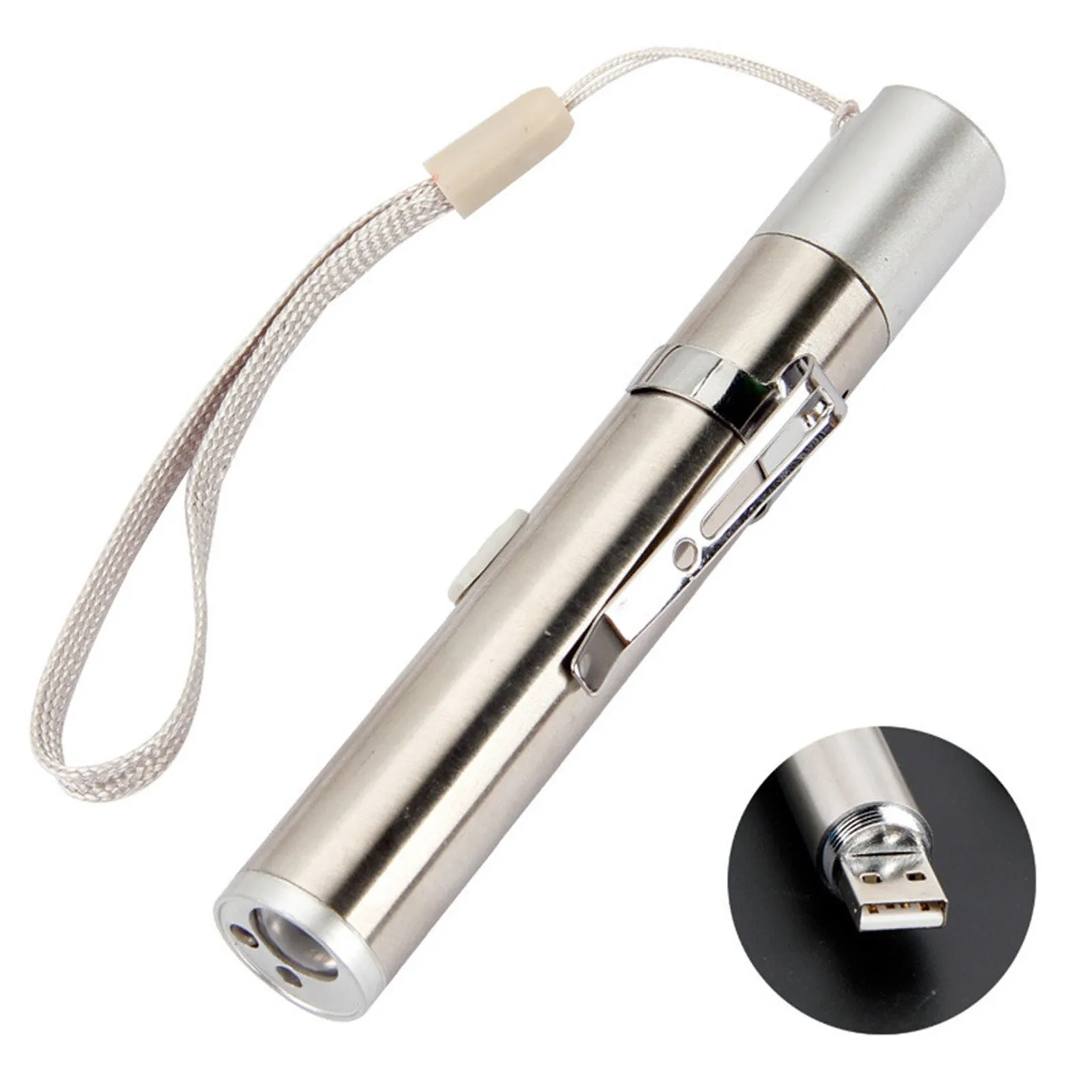 

Portable Flashlight Three-light Mode Mountaineering Cycling Travel Camping Waterproof Non-slip Usb Rechargeable Flashlight Funn