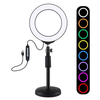 

6" RGB Desktop LED Ring Light Dimmable Selfie Lamp with 28cm Tripod Photography Camera Light for Tiktok Makeup Video Youtube