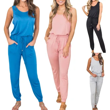 

WEPBEL Women Clothes Set Solid Color Pants Trousers + Vest Two Piece Suit Casual Loose Fashion Summer Sleeveless