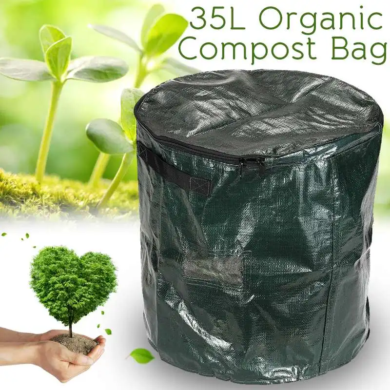 35L PE Cloth Planter Waste Disposal Bag Garden Yard Compost Bag Environmental Organic Compost Bag