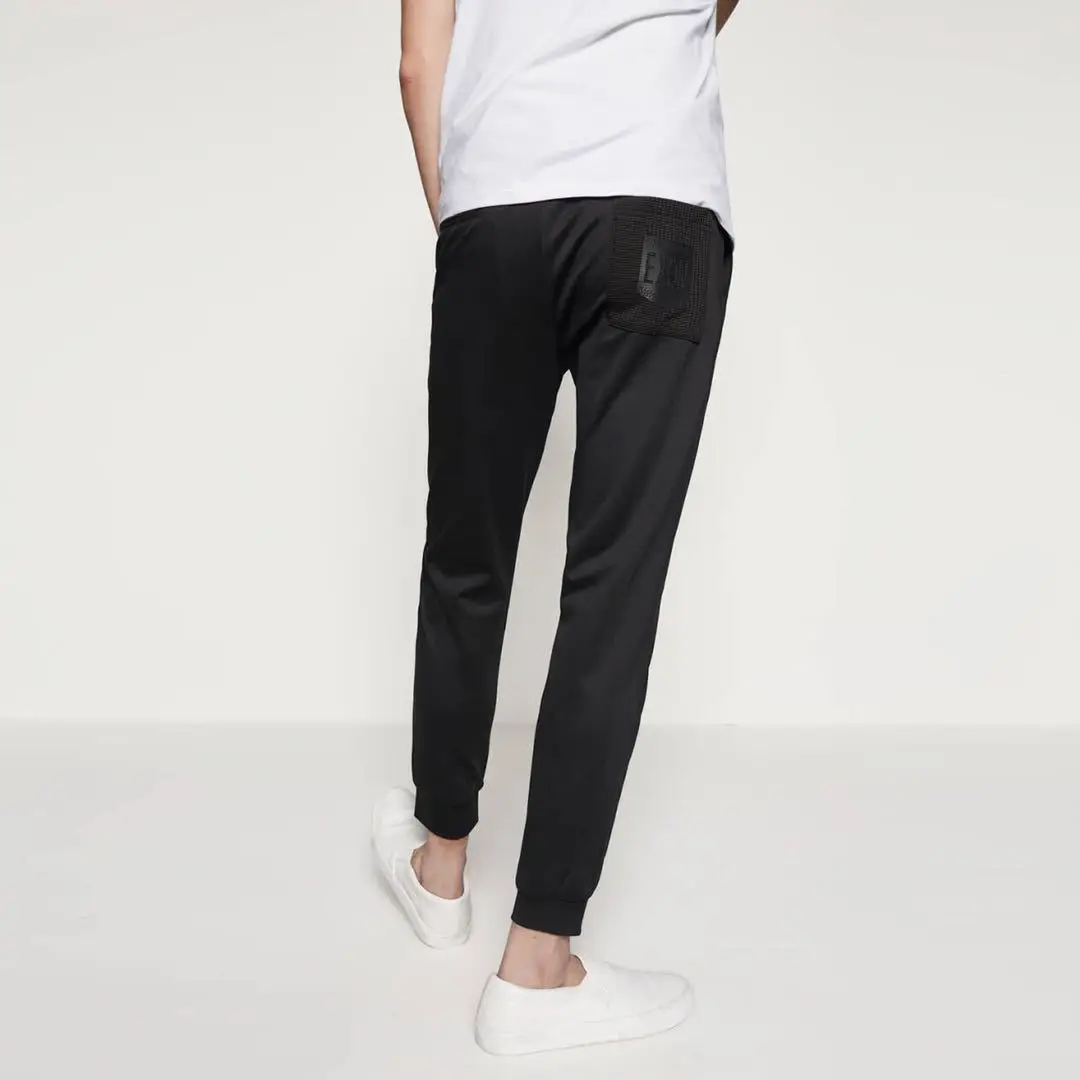 Summer Comfortable Thin Solid Color Slim Fit Men Elasticity Ribbed Pattern Drawstring Top Casual Pants Elastic Waist Pants