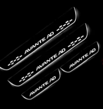 

RQXR led stainless steel overlay acrylic door scuff for hyundai avante ad moving door sill plate lining decorative light,4pcs