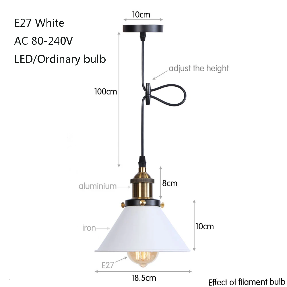 Винтажный металлический простой промышленный подвесной светильник E27 220 В светодиодный подвесной светильник для гостиной столовой ресторана кафе бара