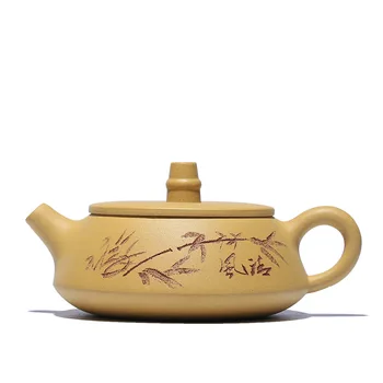

150CC Undressed ore purple clay yixing teapot all handmade carved painting kettle gift box