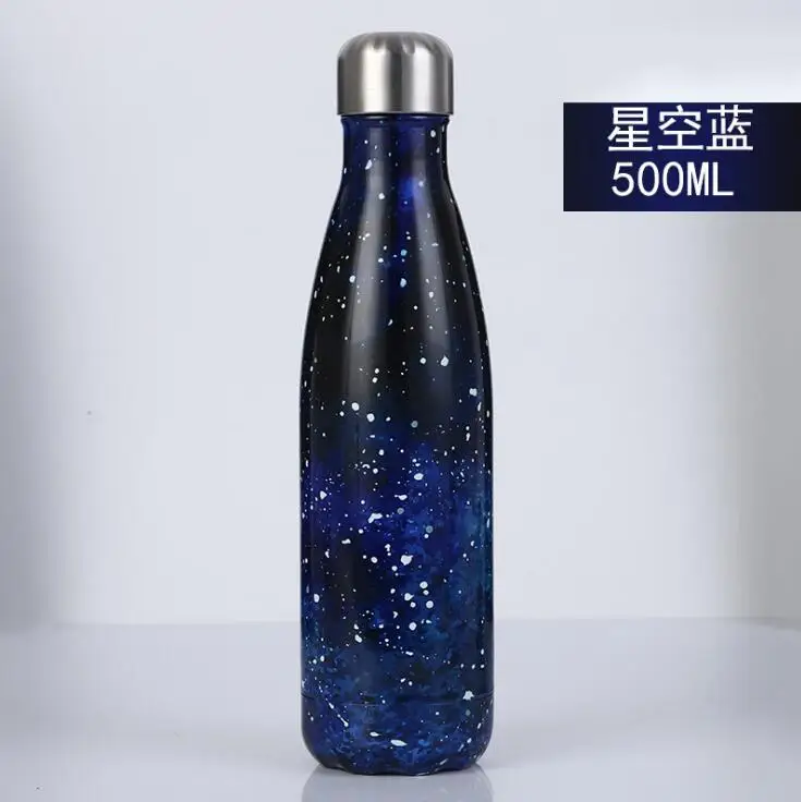 starblue 500 мл модная бутылка для воды из нержавеющей стали Детская школьная термоизолированная вакуумная колба горячая/холодная герметичная рождественские подарки - Цвет: starblue