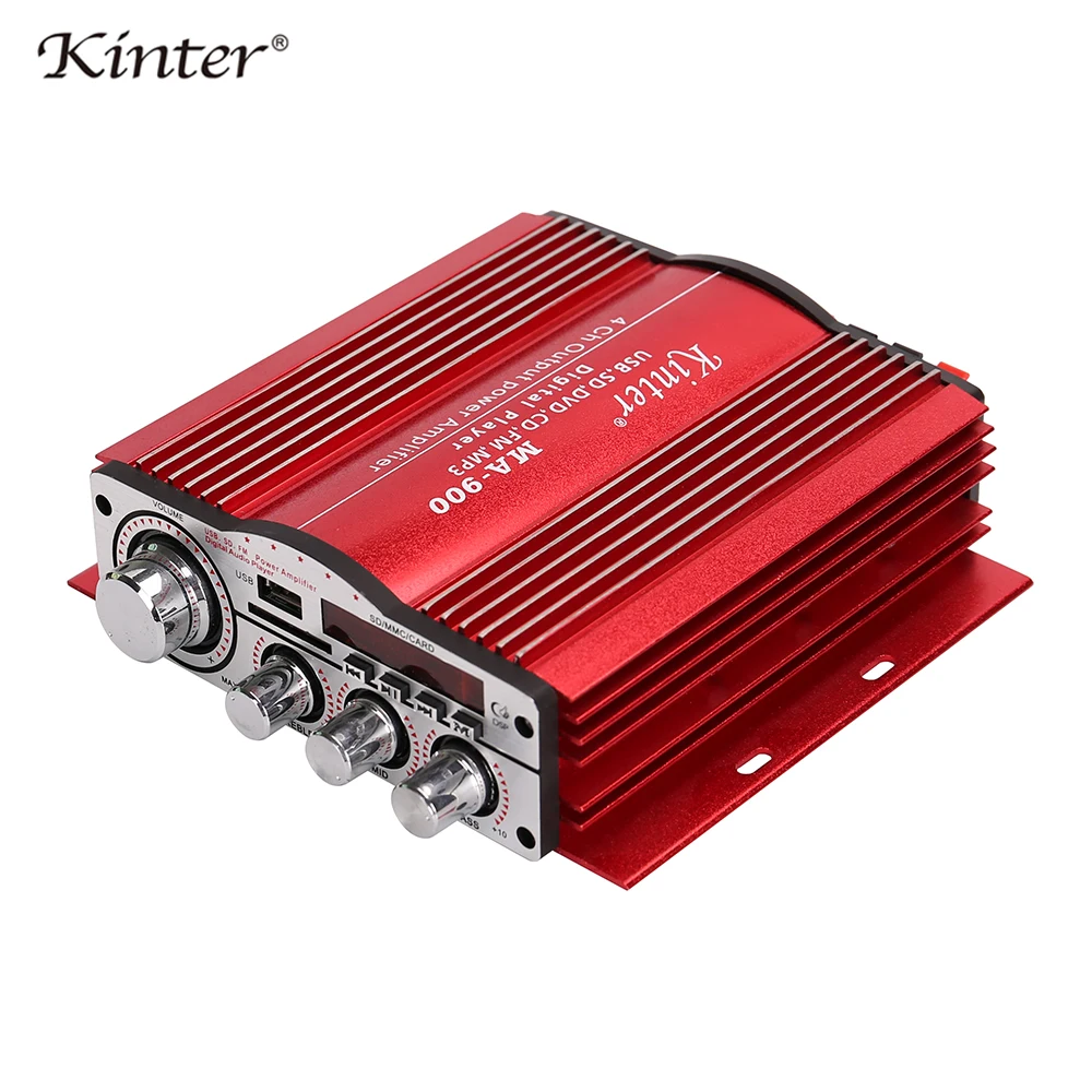 Kinter MA-900 мини-усилитель аудио 4.0CH 30 Вт DC12V питания 5A Кабель-адаптер алюминиевый корпус воспроизведение стерео звук с MP3 USB SD FM