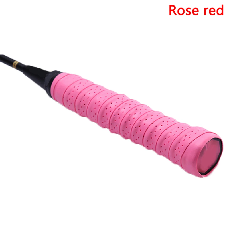 Rose Red Анти-скольжения дышащая Спортивная над захватом Теннисный напульсник с липкой пропиткой/обмотка/намотка ленты, ракетка для игры в бадминтон ручки по заказу - Цвет: Rose Red