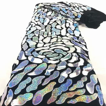 

Popular Sequins Velvet Lace Fabrics French Mesh Lace Fabric High Quality Sequence Fabrics Nigerian Net Lace for Wedding Party