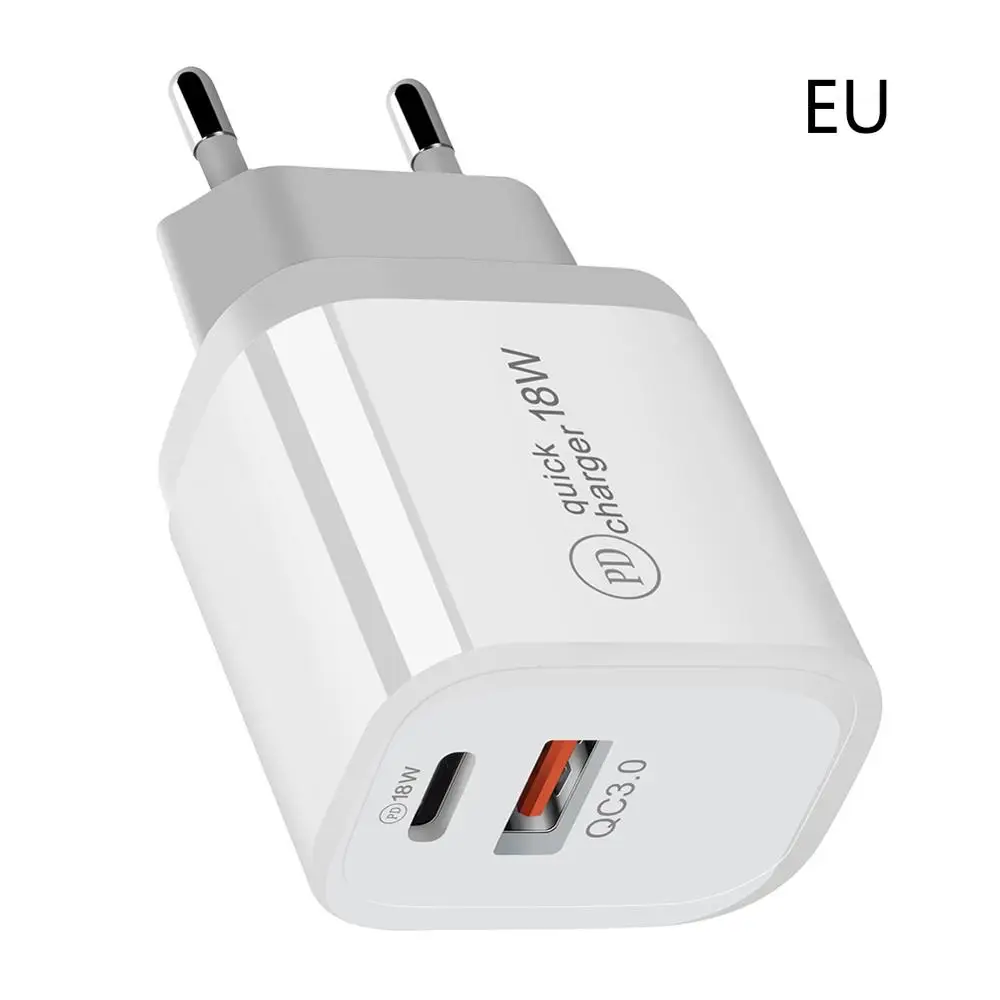 Fast charge 18w 18W PD QC 3.0 Dual USB Charger Quick Charge EU US EU AU Plug for iPhone X 8 plus Note 9 10 Power Delivery Mobile Phone Adapter phone charger Chargers