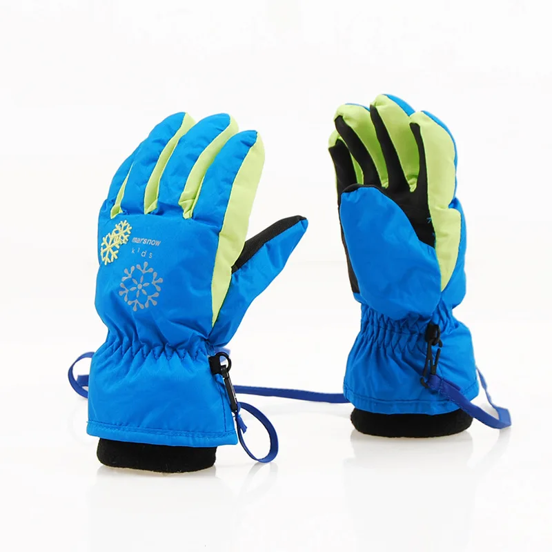 Детская зимняя печать лыжные перчатки, защита от ветра непромокаемые перчатки для катания на сноуборде и лыжах на нескользящей подошве зимние теплые флисовые снегоходные перчатки