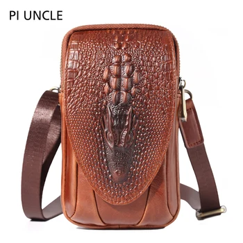 

New High Quality Genuine leather Cell Mobile Phone Case Small Messenger Shoulder Cross Body Belt Bag Men Fanny Waist Pack 6.5-in