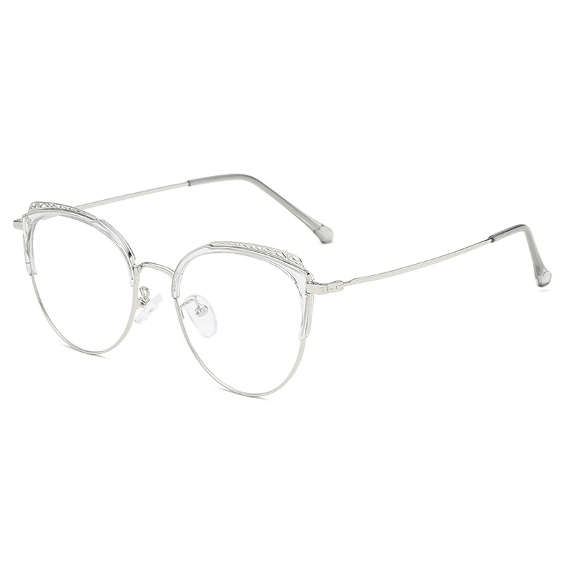 gray silver Zilead TR90 кошачьи уши очки оправа металлические полые оптические Sepectacles для мужчин и женщин Простые очки унисекс - Цвет оправы: gray silver