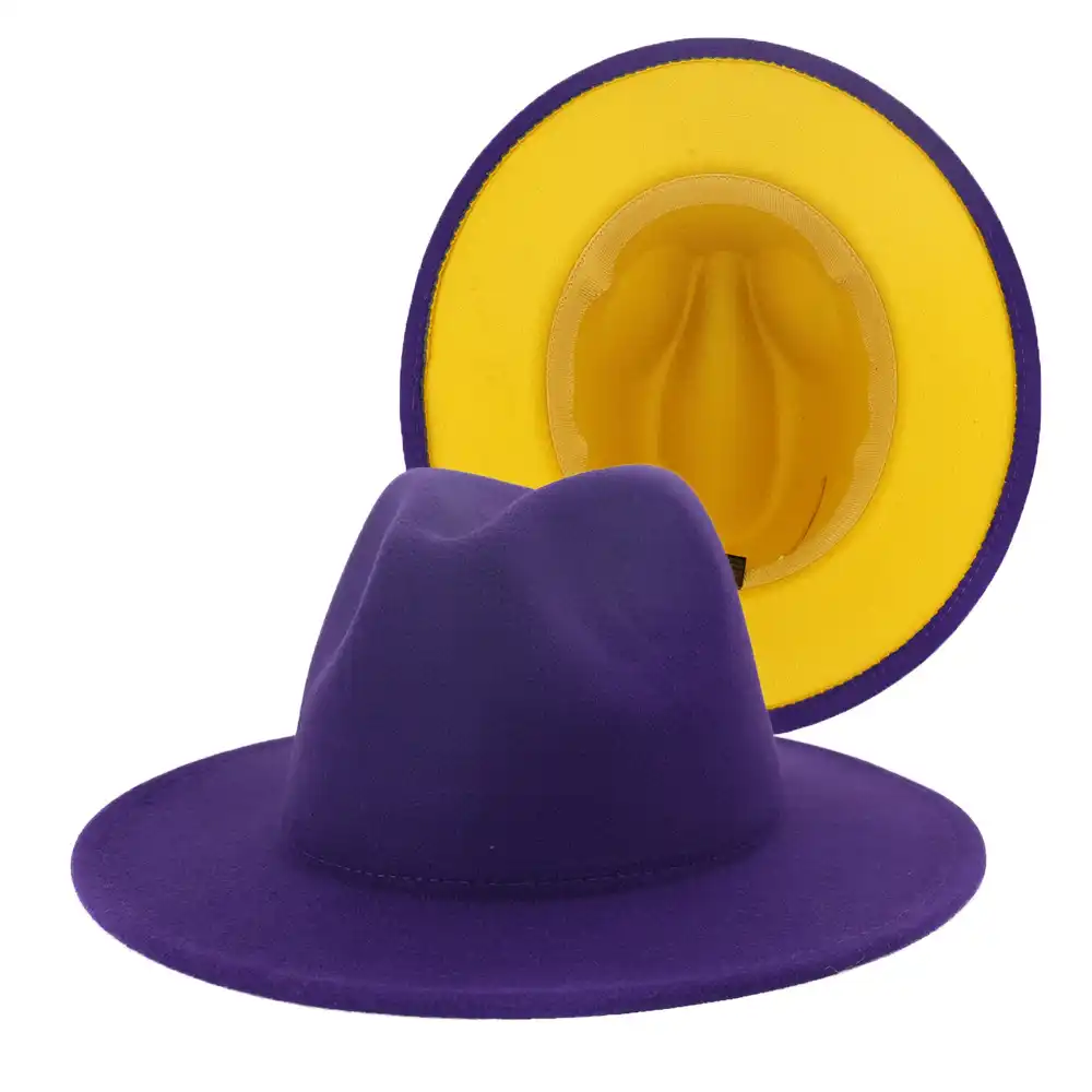 wide brim purple hat