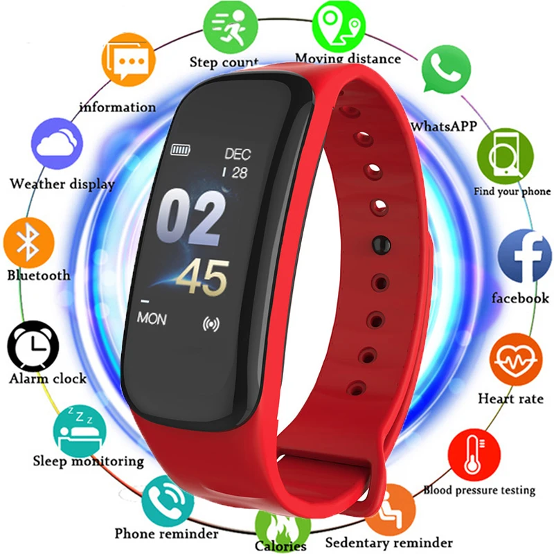 

Fashion C1 Smart Band VS C1 Plus Smart Bracelet Fitness Tracker Waterproof Heart Rate Monitor Blood Pressure Smart Wristband