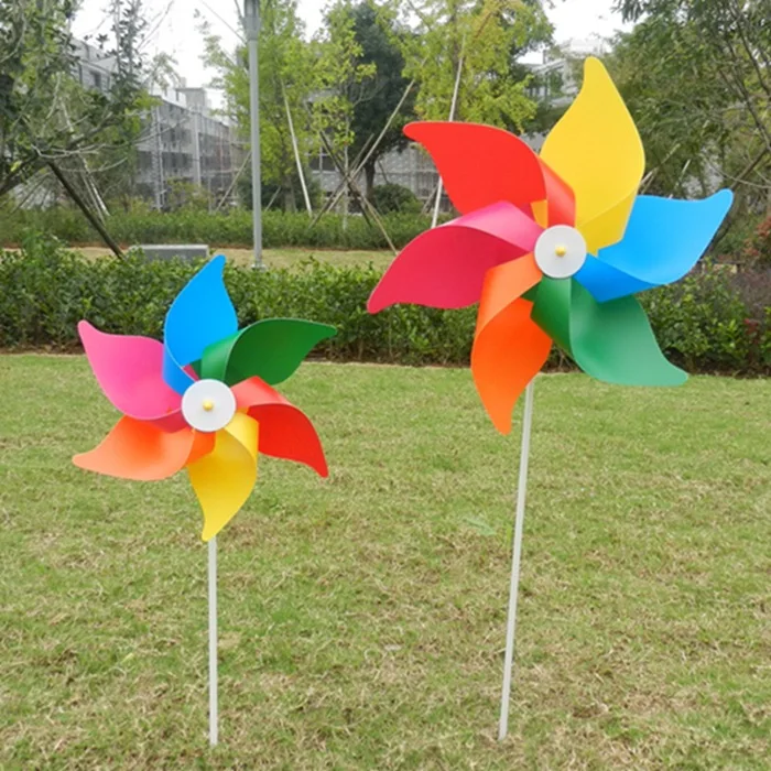 30cm Six-Leaf Color Windmill Plastic Windmill Outdoor Garden Decoration DIY CHILDREN'S Toy Windmill