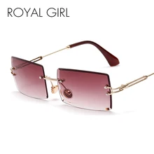 ROYAL GIRL новые Квадратные Солнцезащитные очки без полей женские брендовые дизайнерские ретро прозрачные очки с алмазной огранкой UV400 ss251