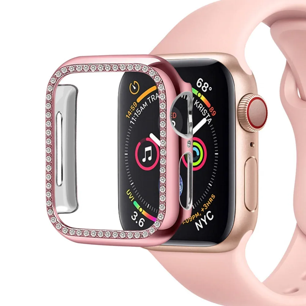 Чехол для apple watch band 5 4 3 44 мм 40 iwatch 42 38 шикарная Алмазная защита экрана