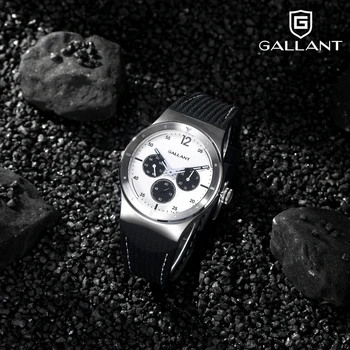 GALLANT Mens 시계 스포츠 블랙 스테인레스 쿼츠 시계 남성용 패션 Unisex Cool 5ATM Calendar 세련된 Relogio Masculino 40mm