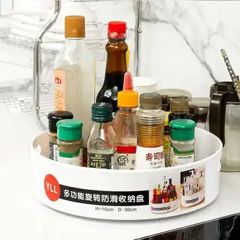 

Rotating Tray Kitchen Storage Containers for Spice jar Food Snack Tray Bathroom Tray Non Slip Snack Dried Storage Plate OK 1199