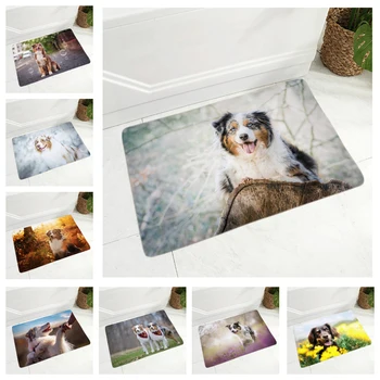 

Australian Shepherd Dog Flannel Carpet Floor Mat for Hallway Bedroom Rug Pet Door Mat Non-Slip Decor Pet Animal Doormat 40x60cm