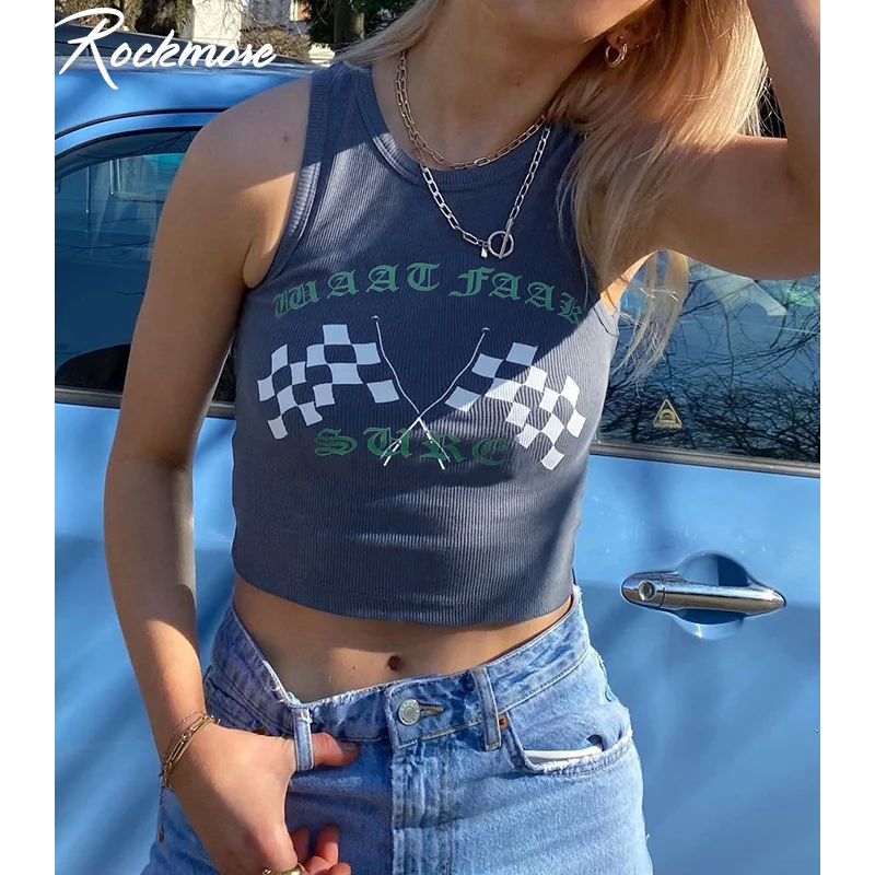 Rockmore сексуальный укороченный топ жилет модный Harajuku корейский женский вязаный
