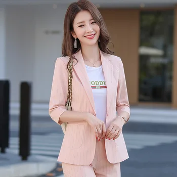 

Stripes Small Suit Coat Female 2020 Season Leisure Thin Section Suit Shorts Suit