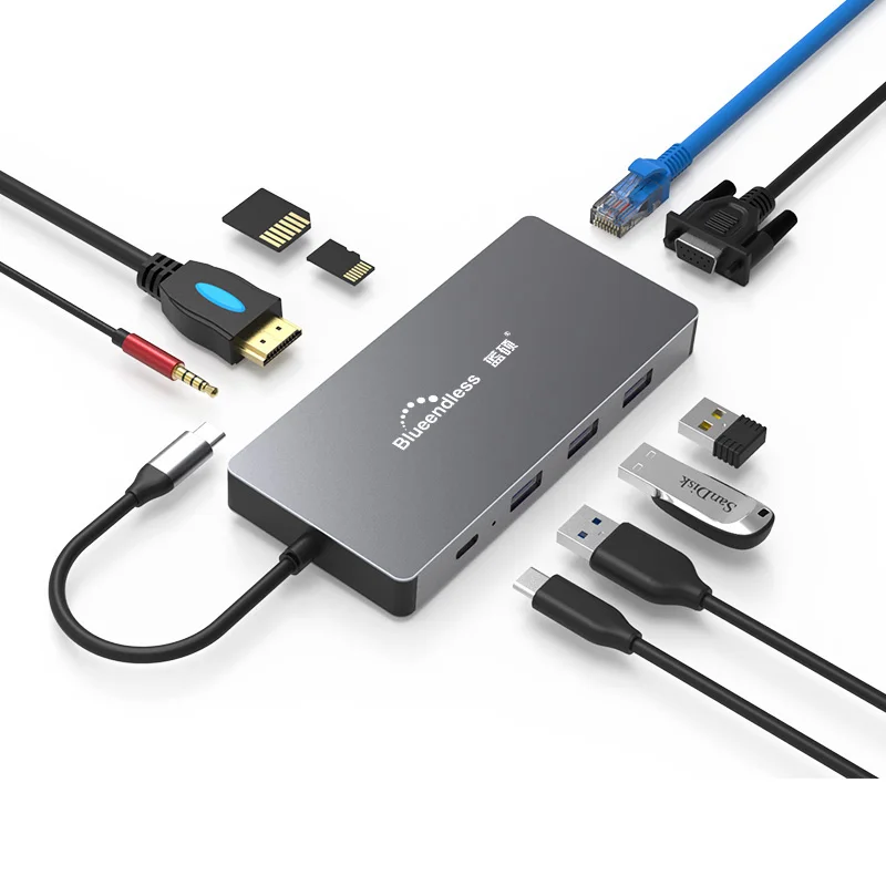 Конвертер 10 в 1 USB C концентратор тип-c к HDMI USB 3,0 RJ45 PD адаптер док-концентратор для ноутбука MacBook