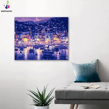 

DIY Colorings Pictures by Numbers with Colors Water Show Night Show Picture Drawing Painting by Numbers Framed Home Canvas