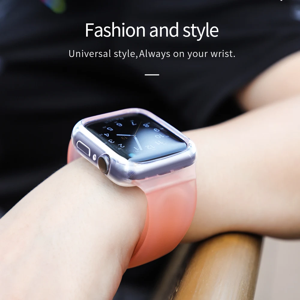 Hoco мягкий силиконовый ремешок для apple watch+ чехол 38 мм 42 мм 44 мм 40 мм спортивный браслет резиновый ремешок для apple watch 5 4 3