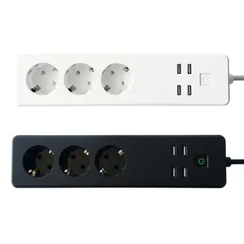 

Wifi Smart Power Strip 4 EU Outlets Plug With 4 USB Charging Port Timing App Voice Control Home Assistant