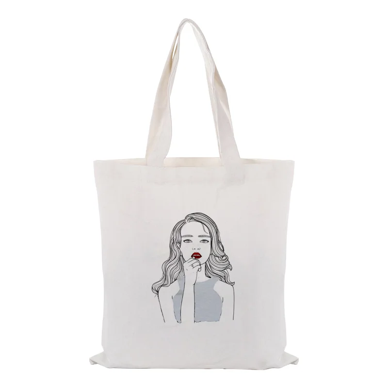 

personlity tote bag text DIY handbag canvas print customized printing logo daily use foldable shopping bag Reusable