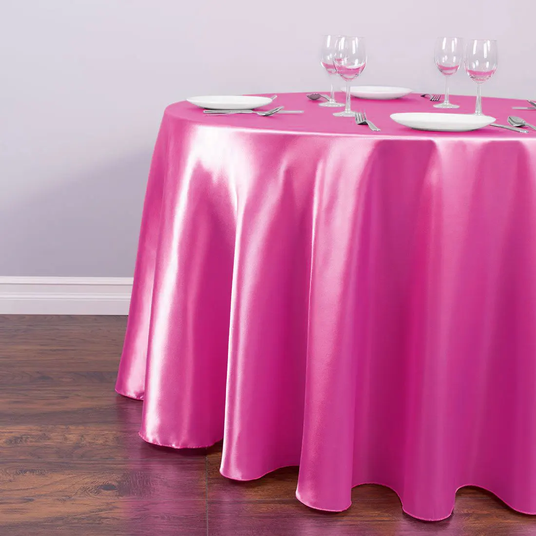 hot pink 1 шт. круглая сатиновая скатерть 22 однотонного цвета для рождественской свадебной вечеринки украшения Современные скатерти - Цвет: hot pink