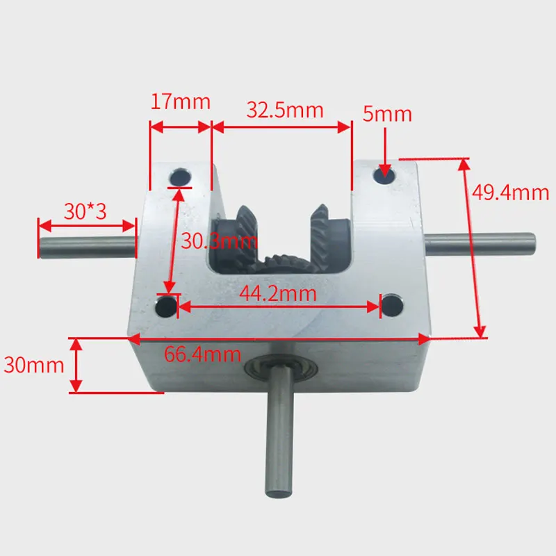 1:1 Angle Device 90° Right Angle Bevel Gear Gearbox 10MM Shaft