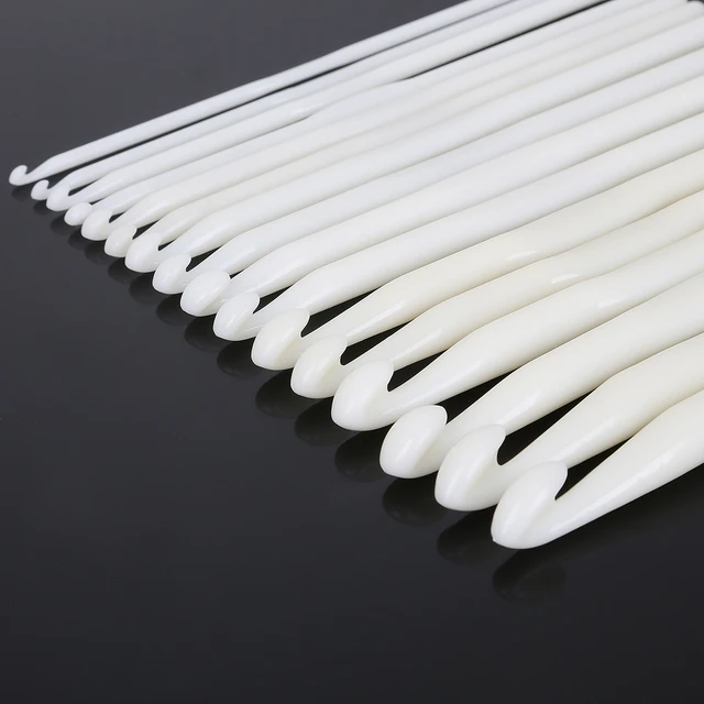 3mm 4mm 5mm 6mm 7mm 8mm 9mm 10mm Pure White Plastic Handle Crochet Hook  Knitting Needles