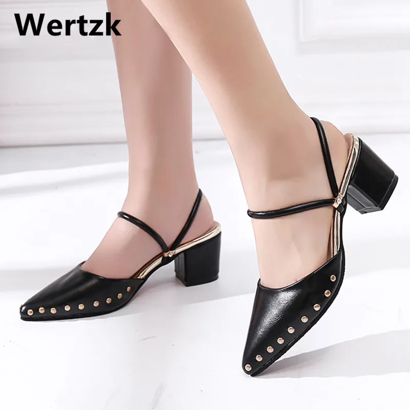 

Women Slippers Pointed Toe High Heels Sandals Ladies Slippers sandalia Plus Size 35-43 Summer Women Sandals Rivets T135