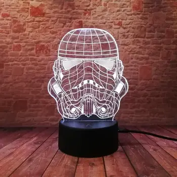 

3D Illusion LED NightLight Desk Colorful Flash Light Figure Star Wars White Soldier Model Toys holiday gift