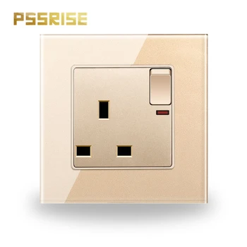 

G11 Crystal Glass Panel 13A UK Standard Switched Socket with Neon Wall Outlet Grounded With Children Protective Door