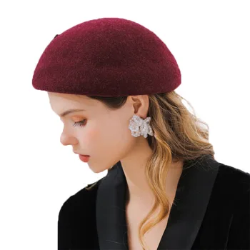 

100% wool Vintage Warm Wool Winter Women Beret French Artist Beanie Hat Cap For Sweet Girl Gift Winter hats M06