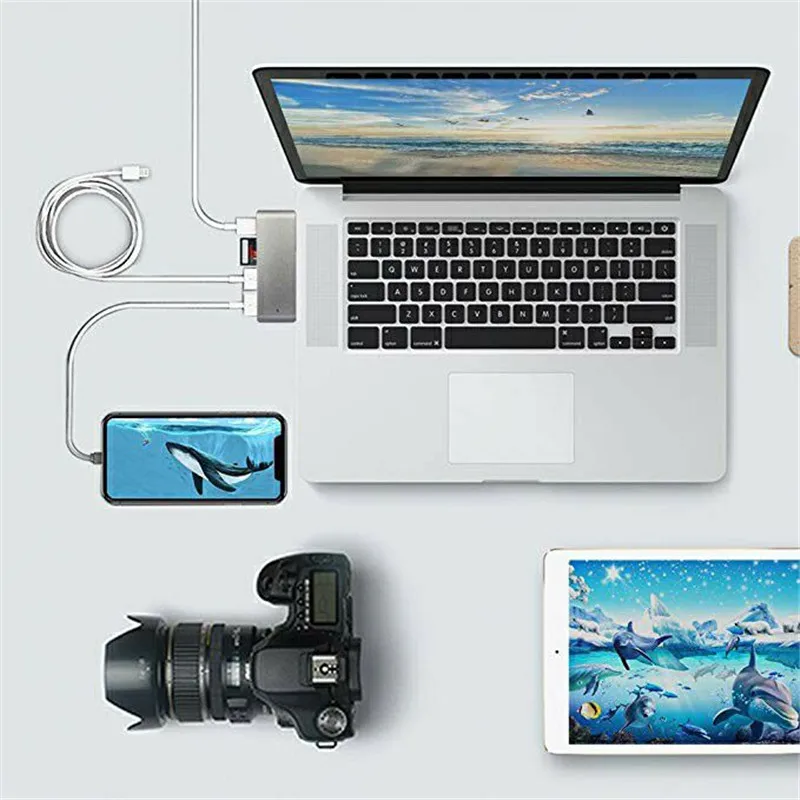 Basix usb type C концентратор с зарядка PD порт, 2 USB 3,0 порта и SD/Micro SD TF кардридер для MacBook huawei P20 USB-C концентратор