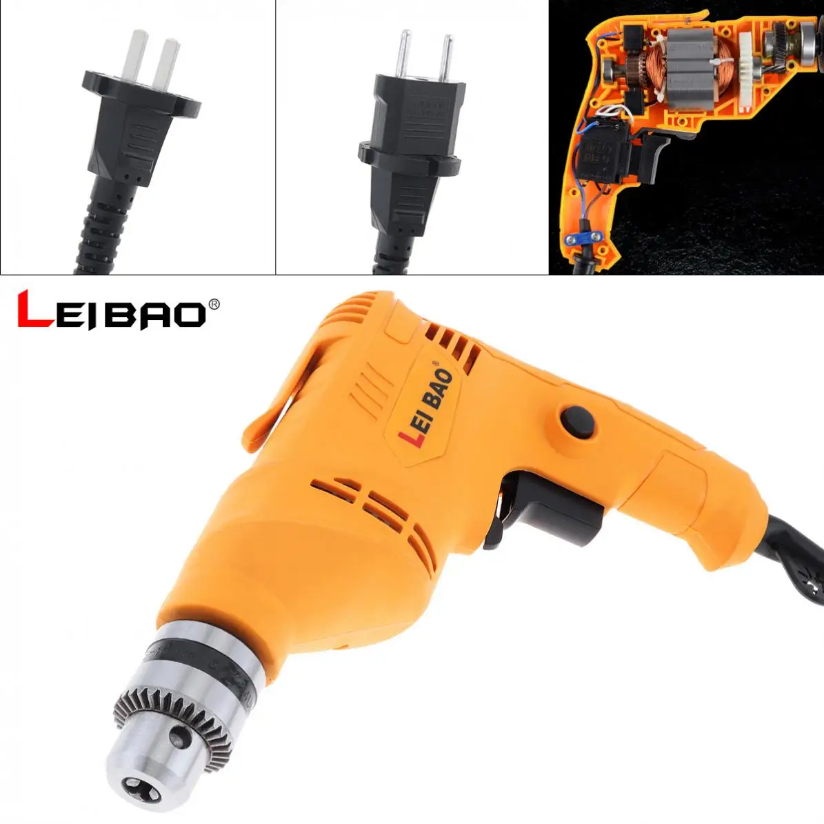 

220V 580W Handheld Impact Electric Pistol Drill with Rotation Adjustment Switch and Drill Chuck for Handling Screws/Punching