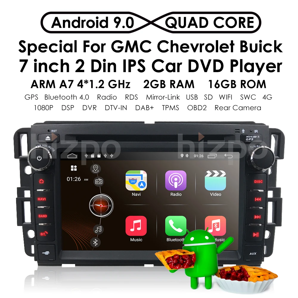 Perfect 2DIN Android 9.0 GPS navigation Car DVD Player For GMC Yukon Tahoe 2007-2012 multimedia  radio recorder 2GB+16GB GPS WIFI EQ DSP 1