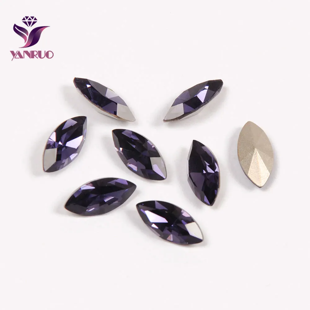 YANRUO 4200 Navette ювелирные изделия для рукоделия камни Швейные украшения все для ручной работы остроконечные конские глаза стразы стекло кристалл - Цвет: Purple Velvet