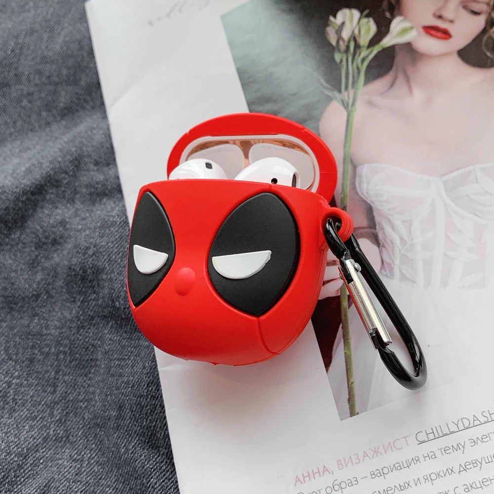 3D мультяшный милый чехол Marvel Deadpool для Airpods 1/2, силиконовые защитные наушники, аксессуары для Apple Airpods 1/2