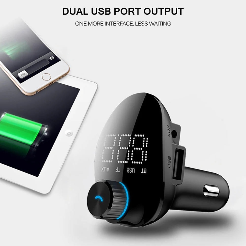 Беспроводной Bluetooth 5,0 AUX Автомобильный Mp3 плеер двойной USB зарядное устройство Bluetooth Hands-free FM передатчик модулятор ЖК-экран