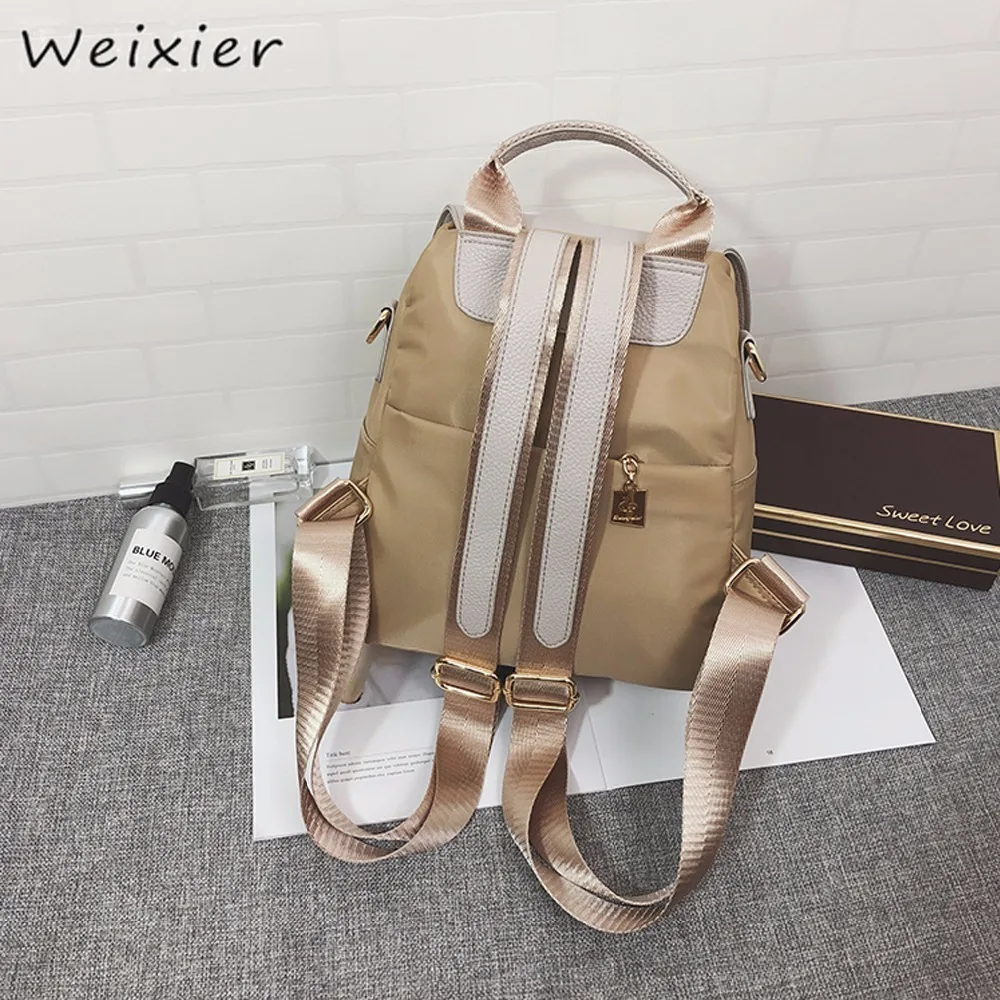 WEIXIER, новинка, рюкзак, женский, на плечо, из искусственной кожи и нейлона, рюкзак для колледжа, простой, Ретро стиль, сумка для отдыха, LQ-58A