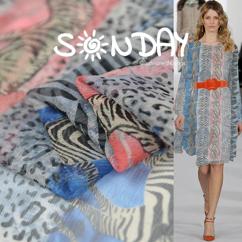 100 см* 130 см супер тонкий Шелковый жатый шифон Марля Африка Леопард текстиль для шарфа