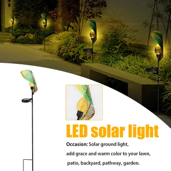 

Ground Insert Courtyard LED Solar Lights Leaves Shape Battery Powered Outdoor Garden Landscape IP65 Waterproof Iron Lawn Yard